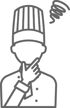 悩んでいるシェフのイラスト