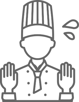 悩んでいるシェフのイラスト